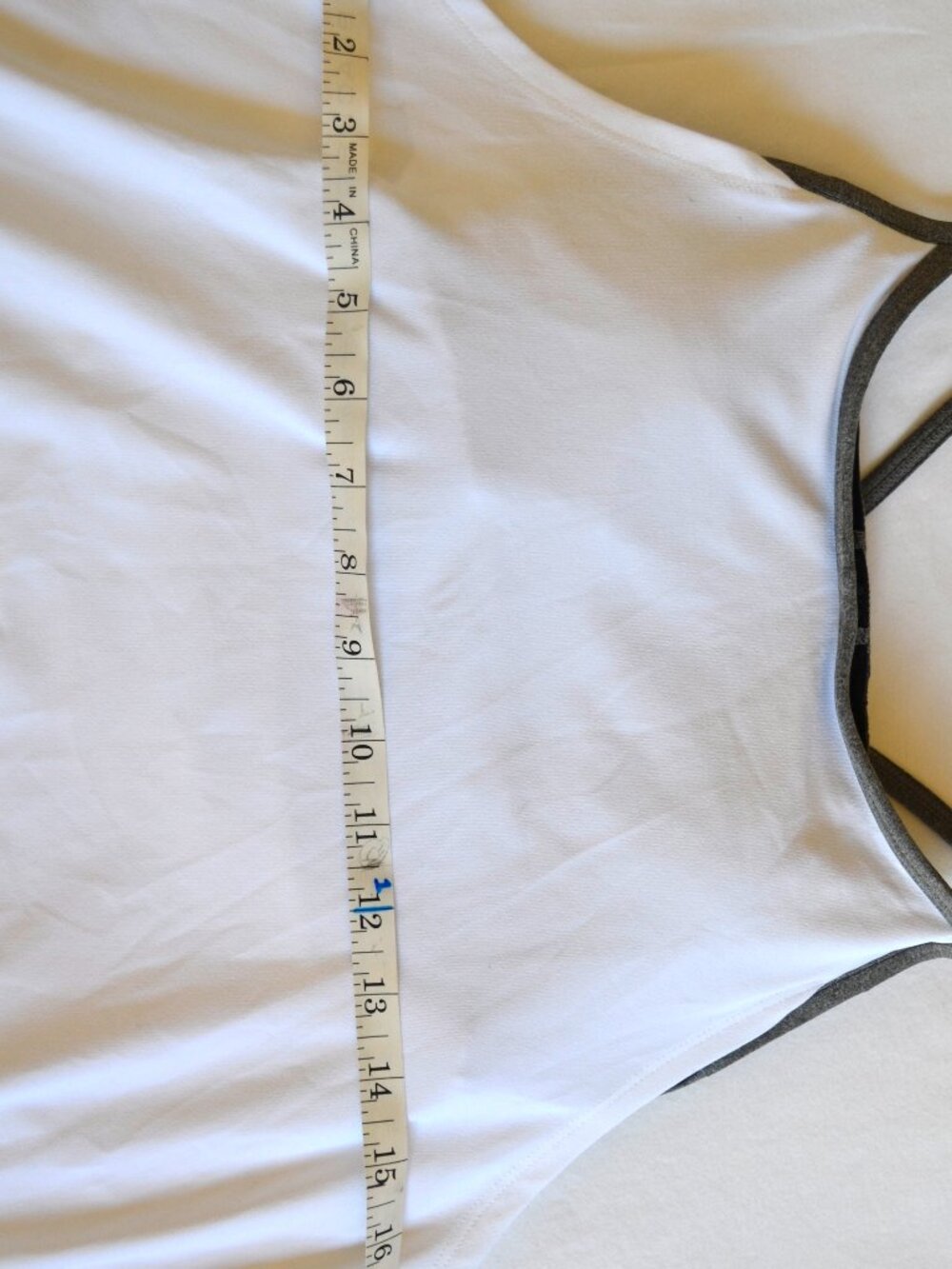 Fabletics “Norwalk” White and Grey Layered Racerback Tank with Built-In Bra - Picture 10 of 11